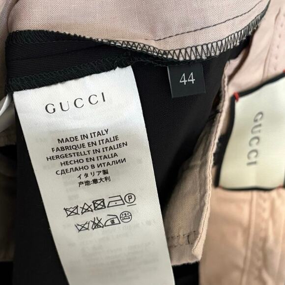 Gucci Black Wool Silk Flat Straight Trouser Pants Size 44 - Picture 3 of 10